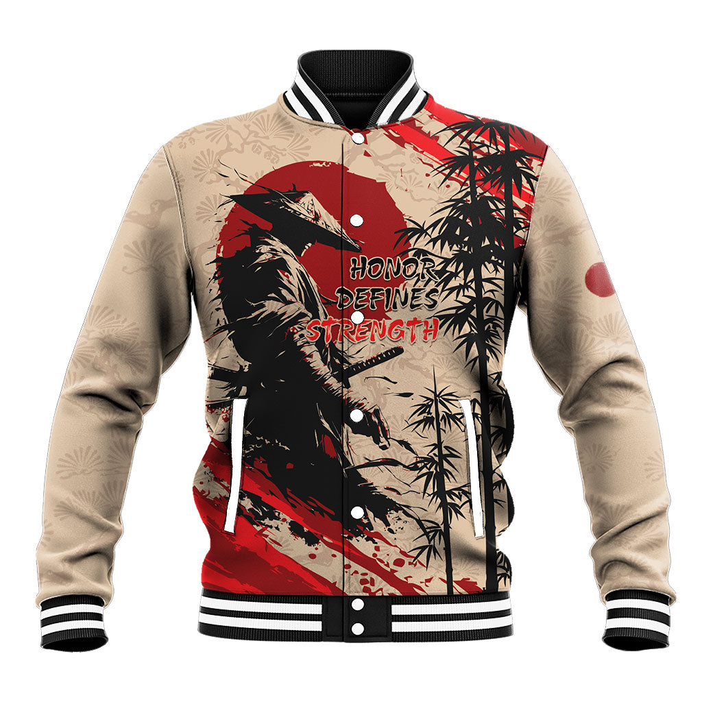Personalised Japan Samurai Vintage Baseball Jacket Honor Defines Strength