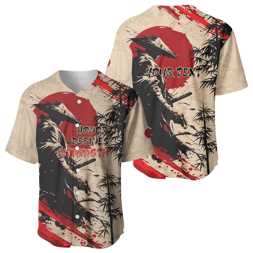 Personalised Japan Samurai Vintage Baseball Jersey Honor Defines Strength