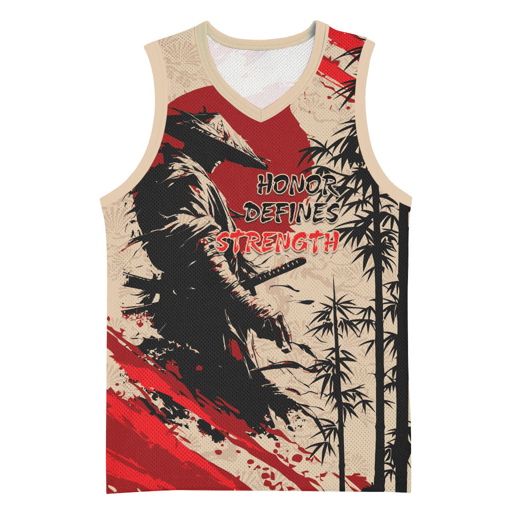 Personalised Japan Samurai Vintage Basketball Jersey Honor Defines Strength