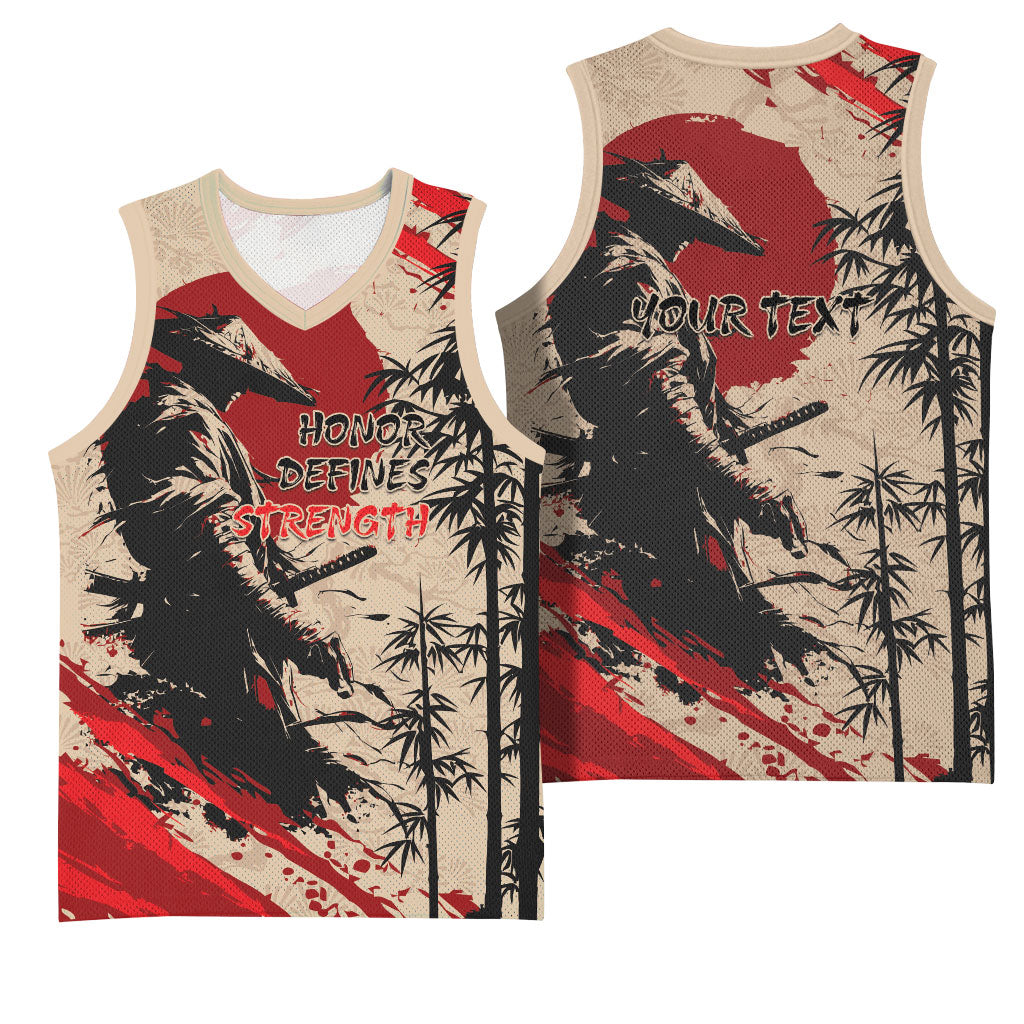 Personalised Japan Samurai Vintage Basketball Jersey Honor Defines Strength