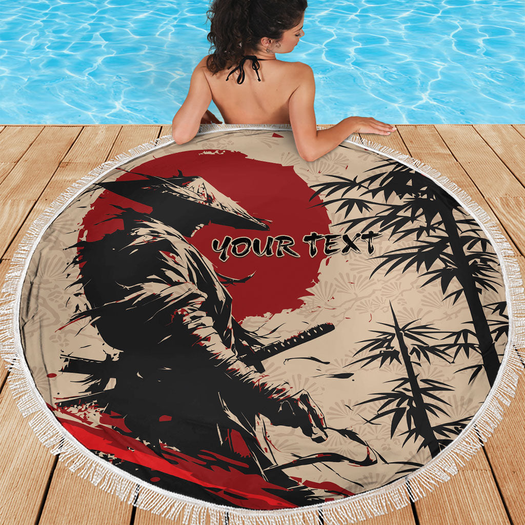 Personalised Japan Samurai Vintage Beach Blanket Honor Defines Strength