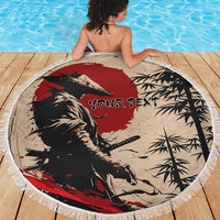 Personalised Japan Samurai Vintage Beach Blanket Honor Defines Strength
