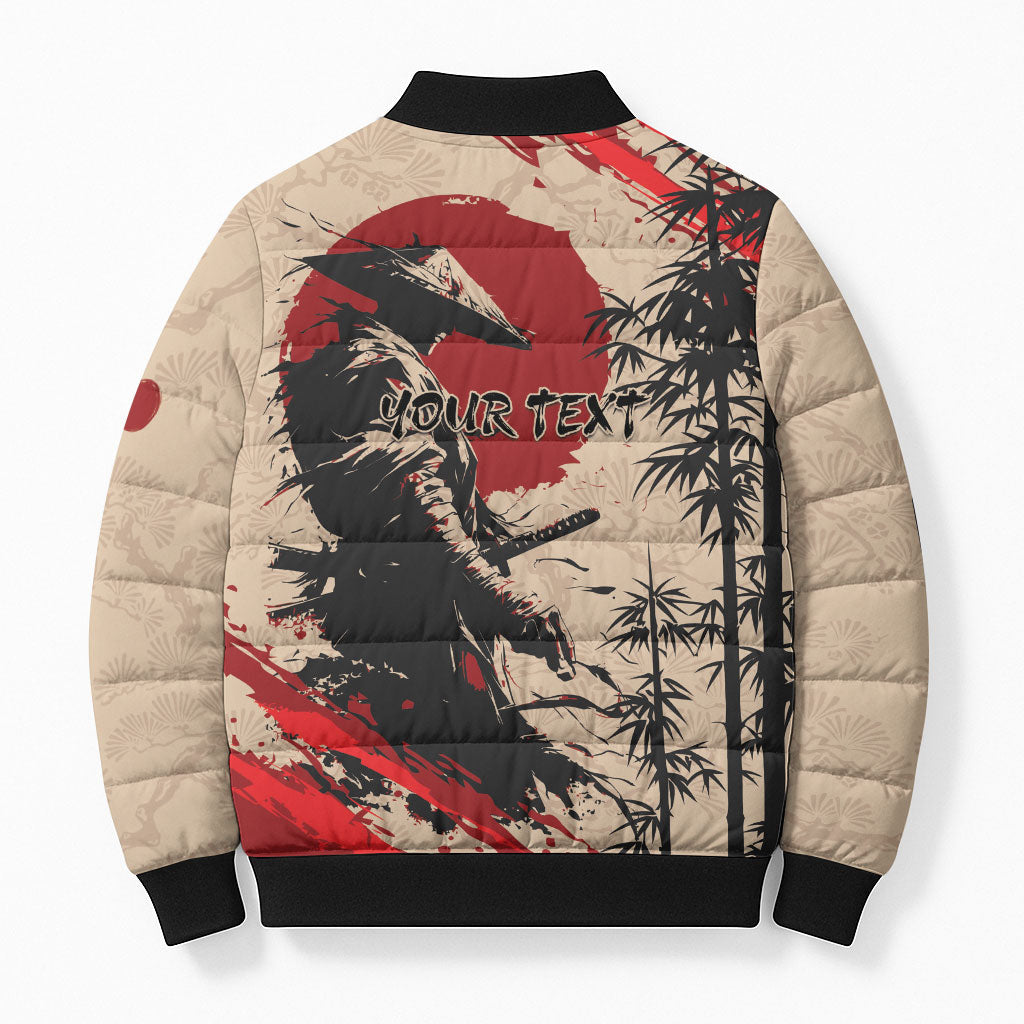 Personalised Japan Samurai Vintage Bomber Puffer Jacket Honor Defines Strength