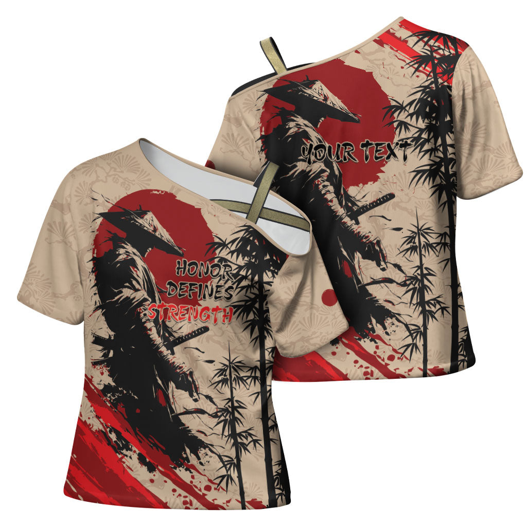 Personalised Japan Samurai Vintage Cross Shoulder Shirt Honor Defines Strength