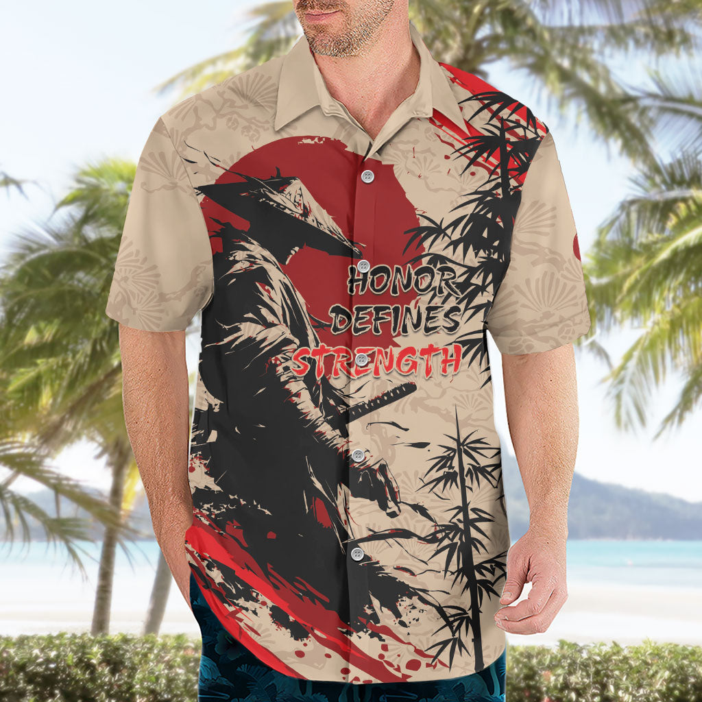 Personalised Japan Samurai Vintage Hawaiian Shirt Honor Defines Strength