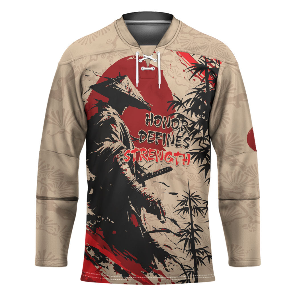 Personalised Japan Samurai Vintage Hockey Jersey Honor Defines Strength