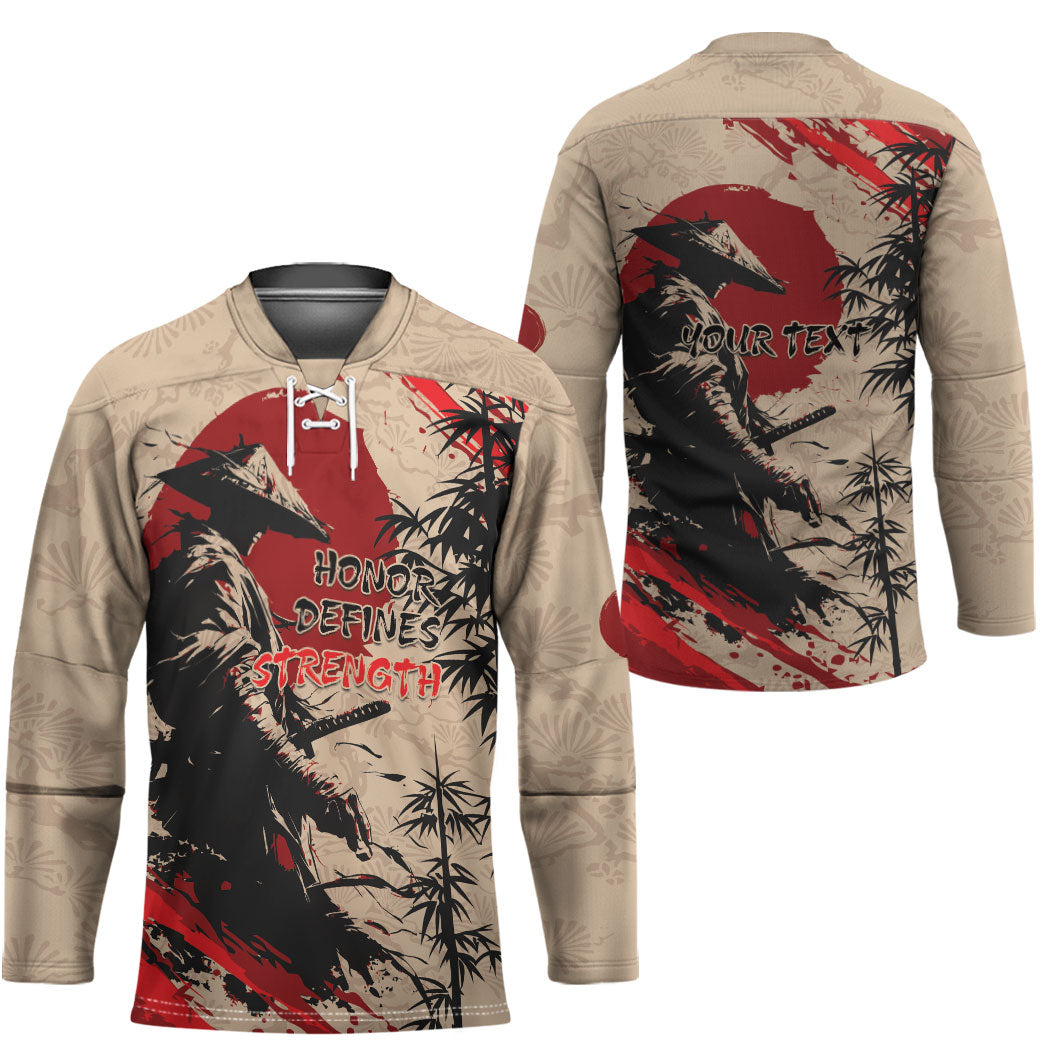 Personalised Japan Samurai Vintage Hockey Jersey Honor Defines Strength