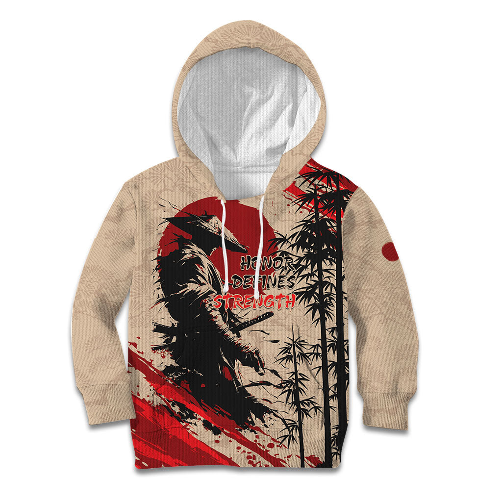 Personalised Japan Samurai Vintage Kid Hoodie Honor Defines Strength