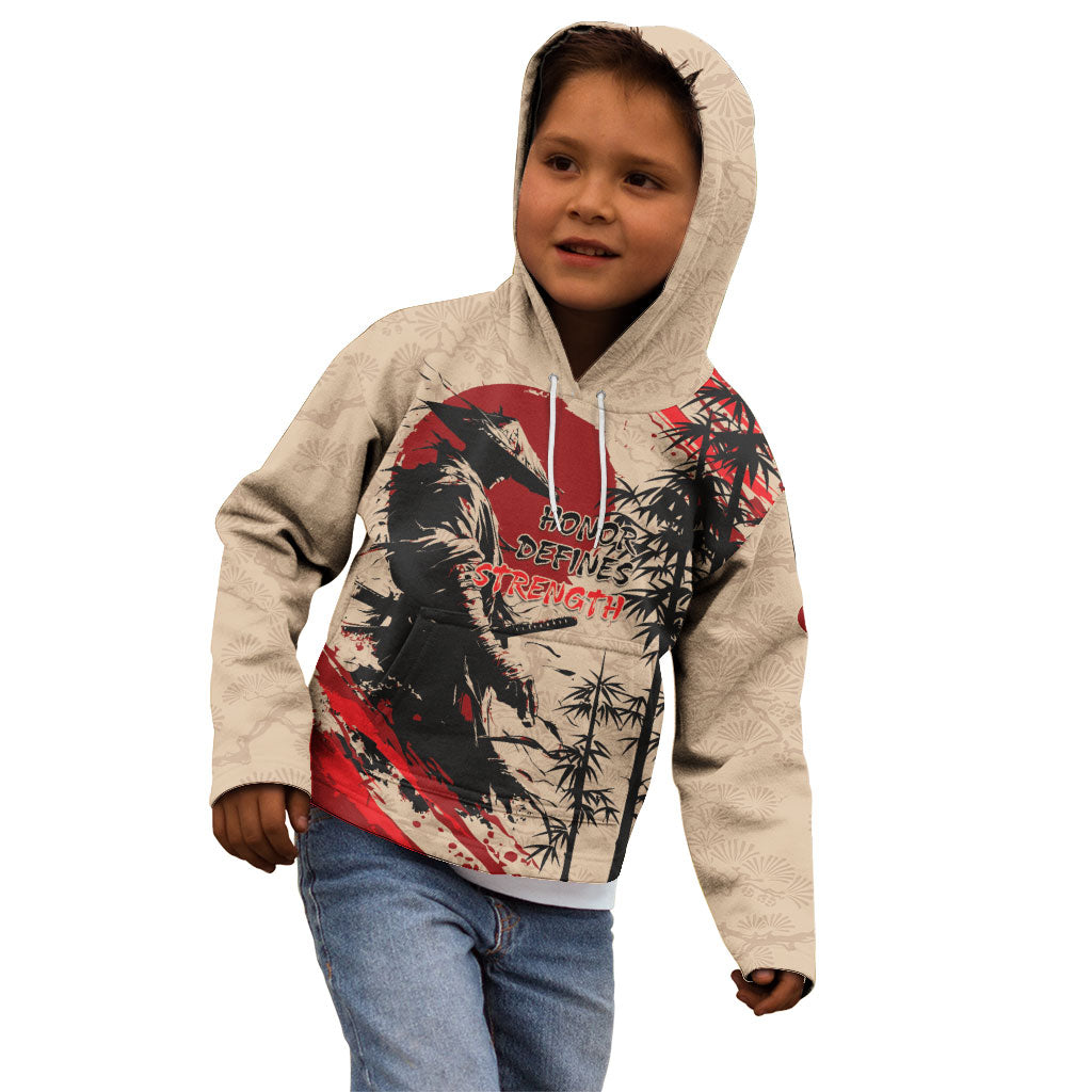 Personalised Japan Samurai Vintage Kid Hoodie Honor Defines Strength