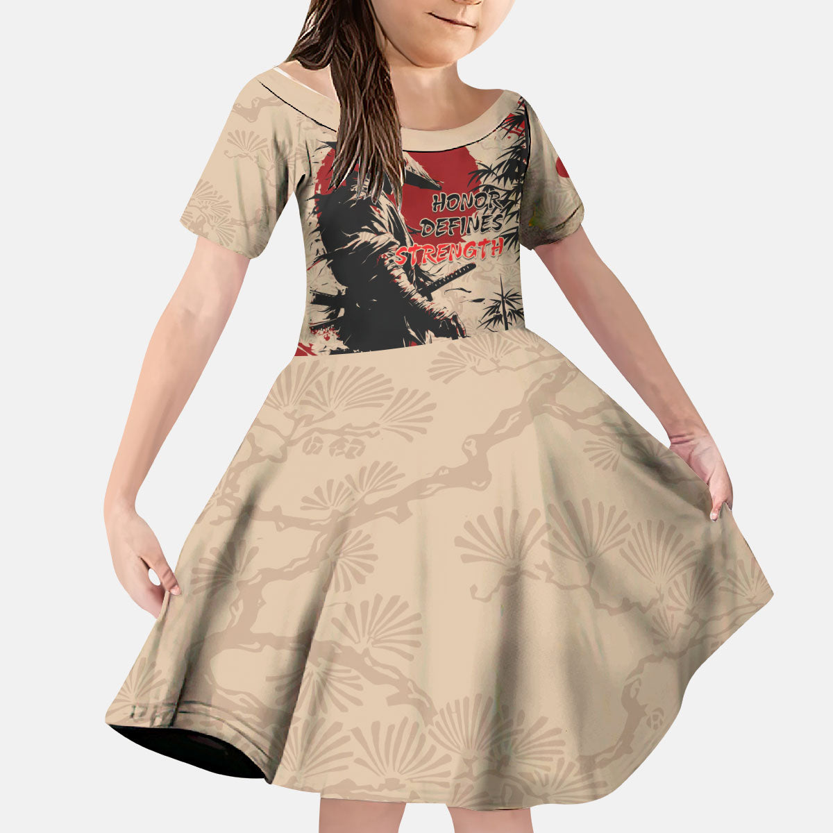Personalised Japan Samurai Vintage Kid Short Sleeve Dress Honor Defines Strength