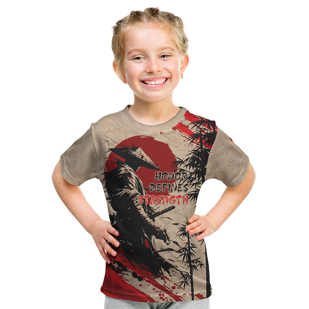 Personalised Japan Samurai Vintage Kid T Shirt Honor Defines Strength