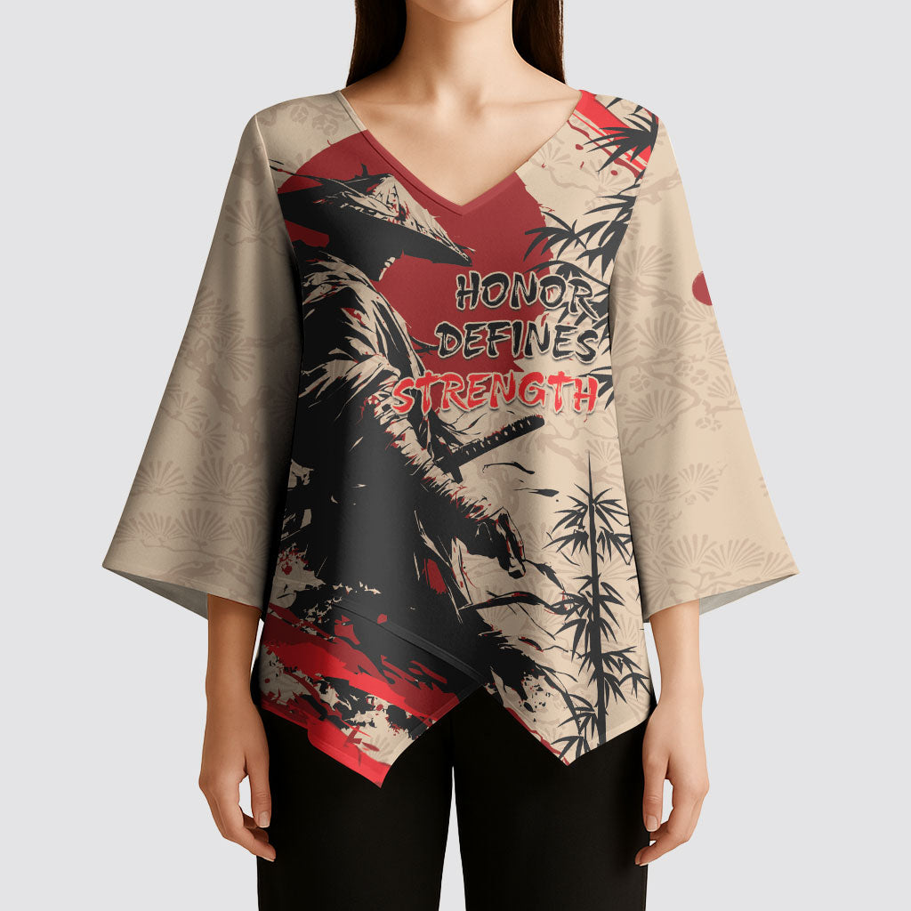 Personalised Japan Samurai Vintage Kimono Sleeve Blouse Honor Defines Strength