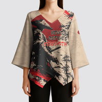 Personalised Japan Samurai Vintage Kimono Sleeve Blouse Honor Defines Strength