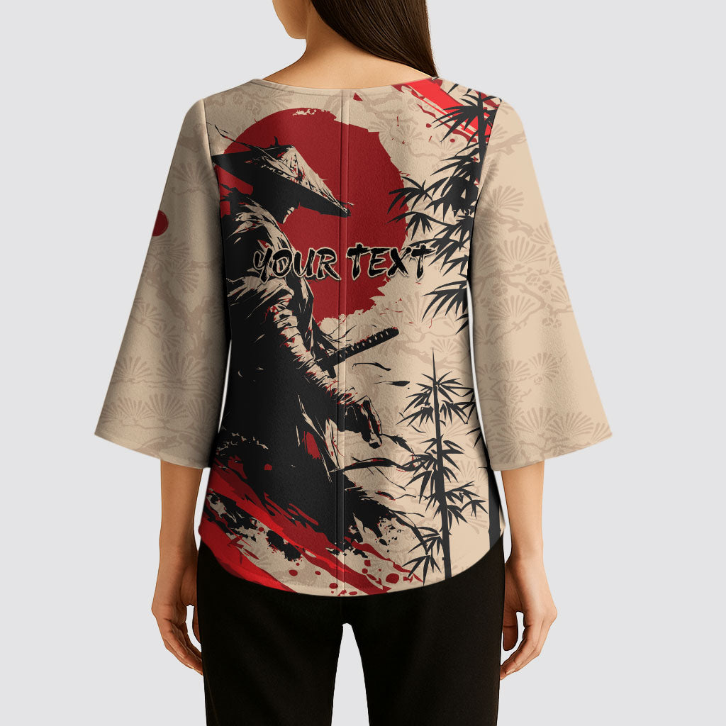 Personalised Japan Samurai Vintage Kimono Sleeve Blouse Honor Defines Strength