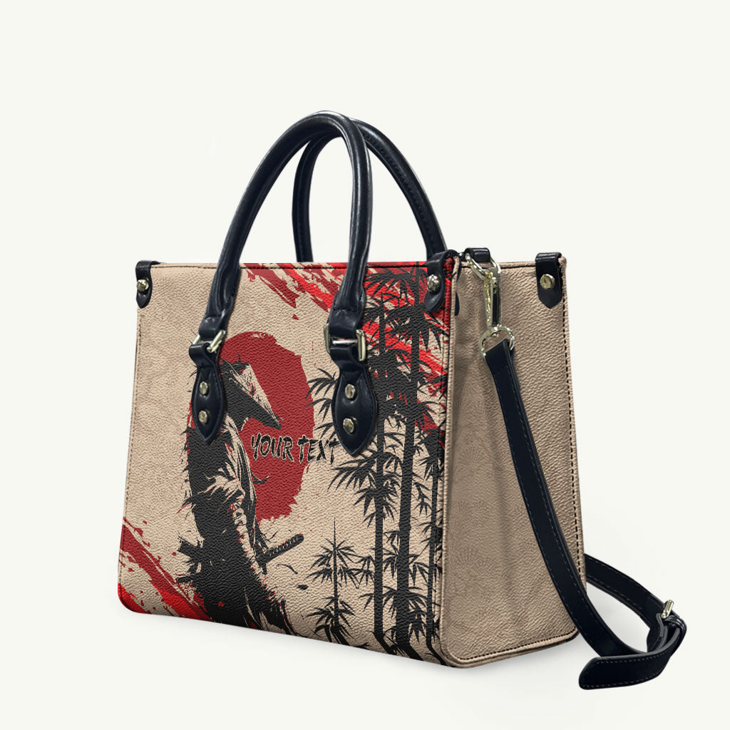Personalised Japan Samurai Vintage Leather Bag Honor Defines Strength