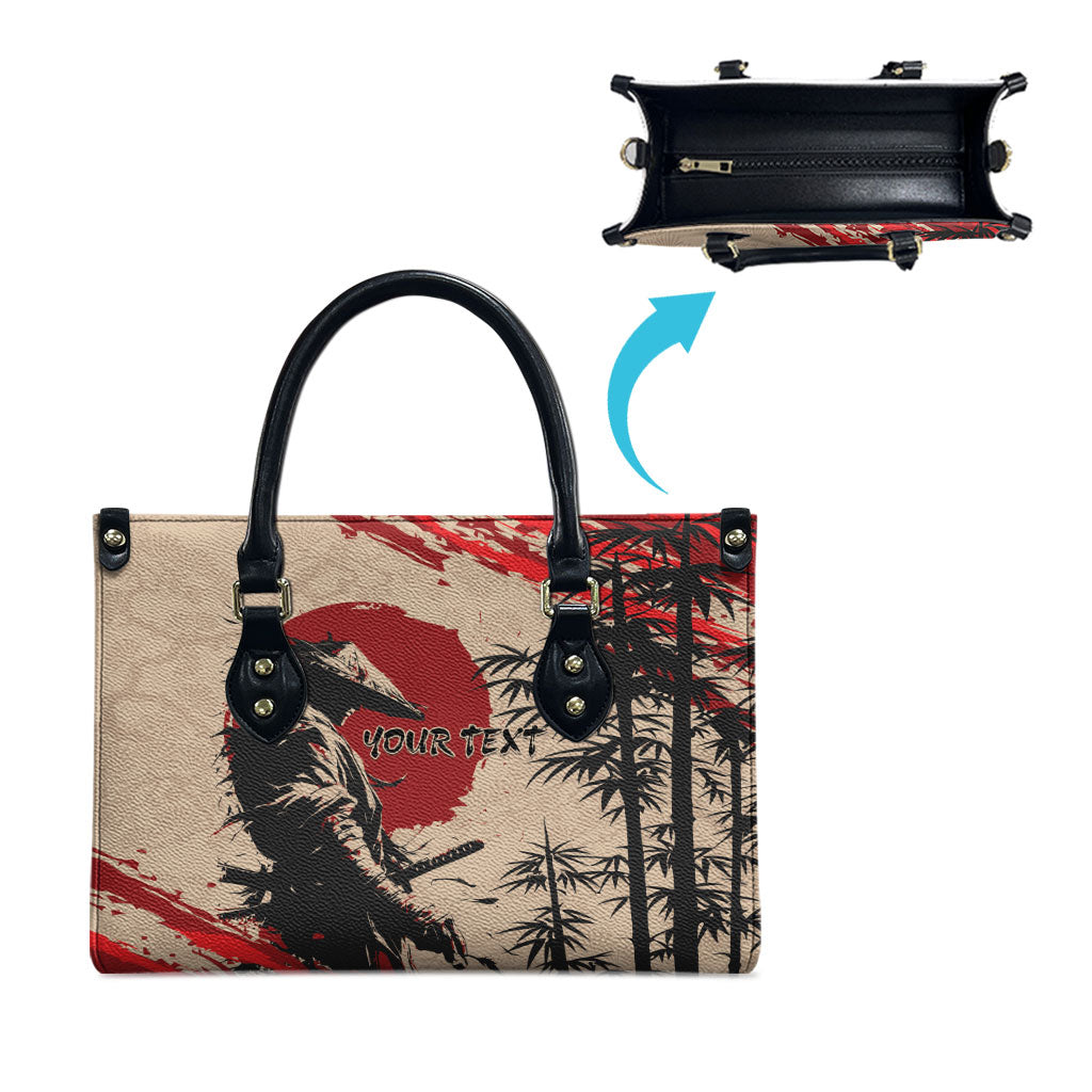 Personalised Japan Samurai Vintage Leather Bag Honor Defines Strength