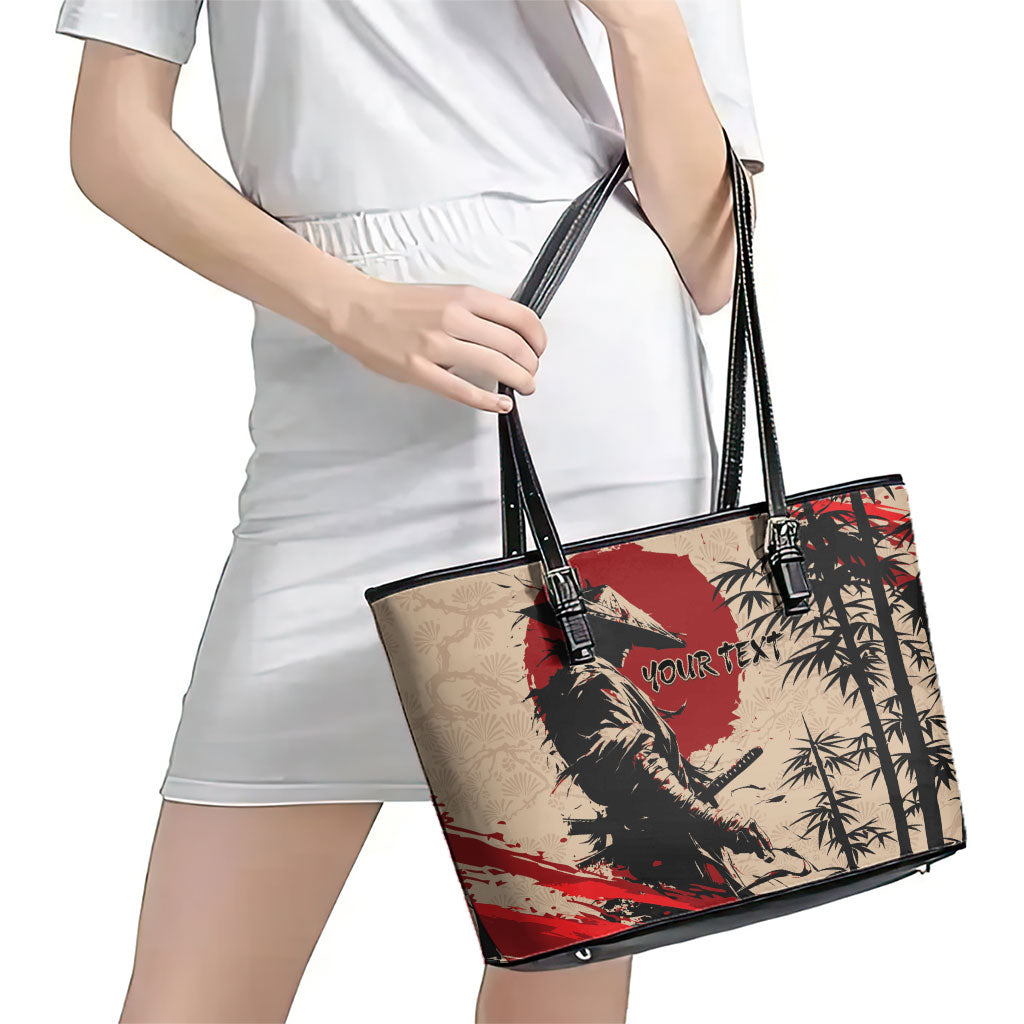 Personalised Japan Samurai Vintage Leather Tote Bag Honor Defines Strength