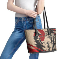 Personalised Japan Samurai Vintage Leather Tote Bag Honor Defines Strength