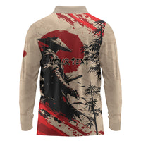 Personalised Japan Samurai Vintage Long Sleeve Polo Shirt Honor Defines Strength