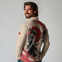 Personalised Japan Samurai Vintage Long Sleeve Polo Shirt Honor Defines Strength