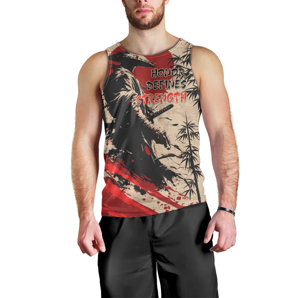 Personalised Japan Samurai Vintage Men Tank Top Honor Defines Strength