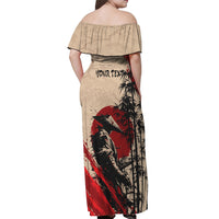 Personalised Japan Samurai Vintage Off Shoulder Maxi Dress Honor Defines Strength