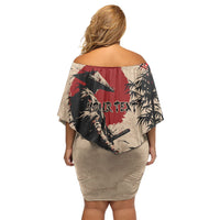 Personalised Japan Samurai Vintage Off Shoulder Short Dress Honor Defines Strength