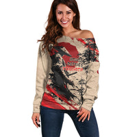 Personalised Japan Samurai Vintage Off Shoulder Sweater Honor Defines Strength