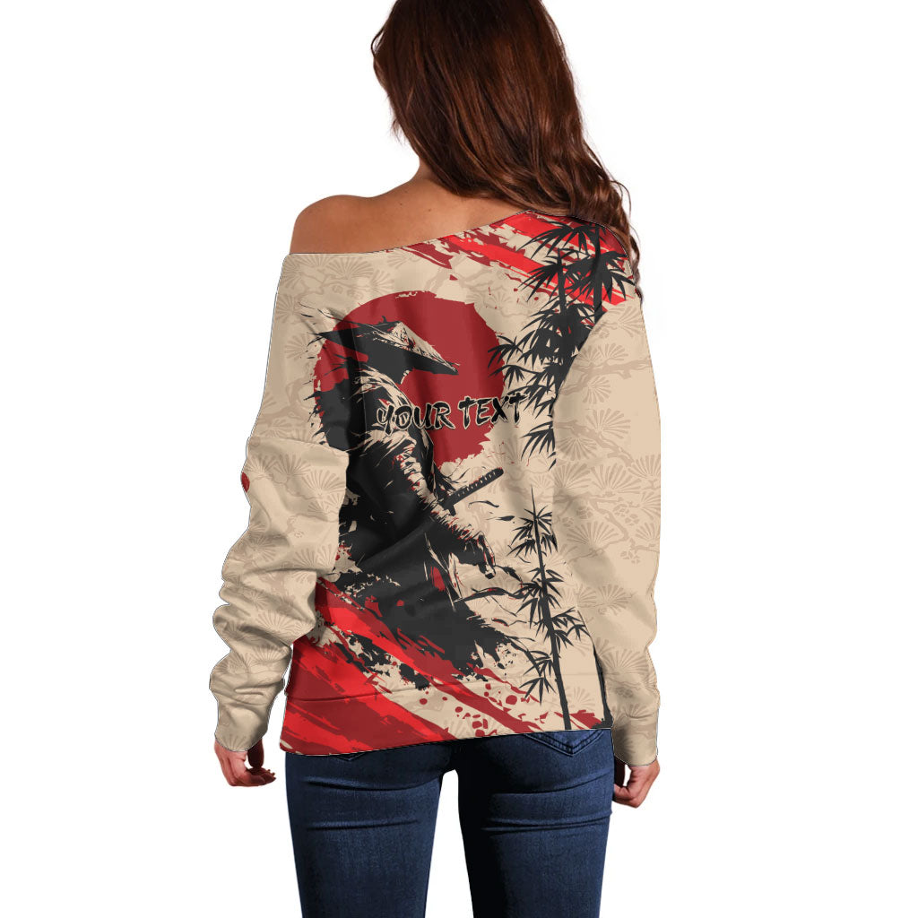 Personalised Japan Samurai Vintage Off Shoulder Sweater Honor Defines Strength