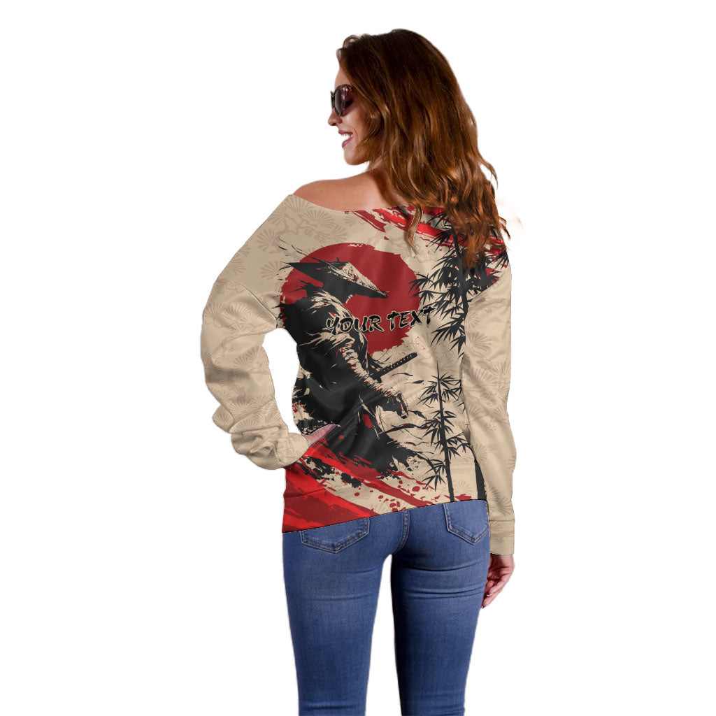Personalised Japan Samurai Vintage Off Shoulder Sweater Honor Defines Strength
