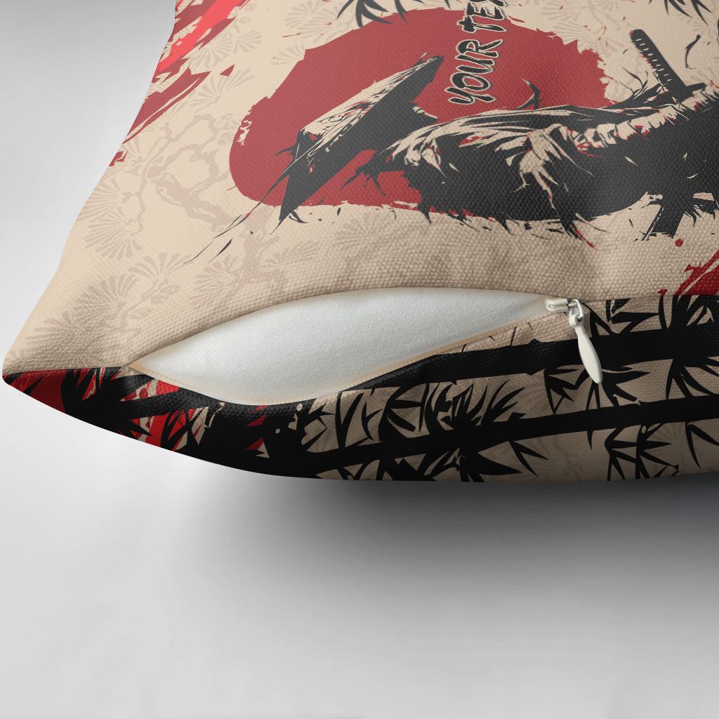 Personalised Japan Samurai Vintage Pillow Cover Honor Defines Strength