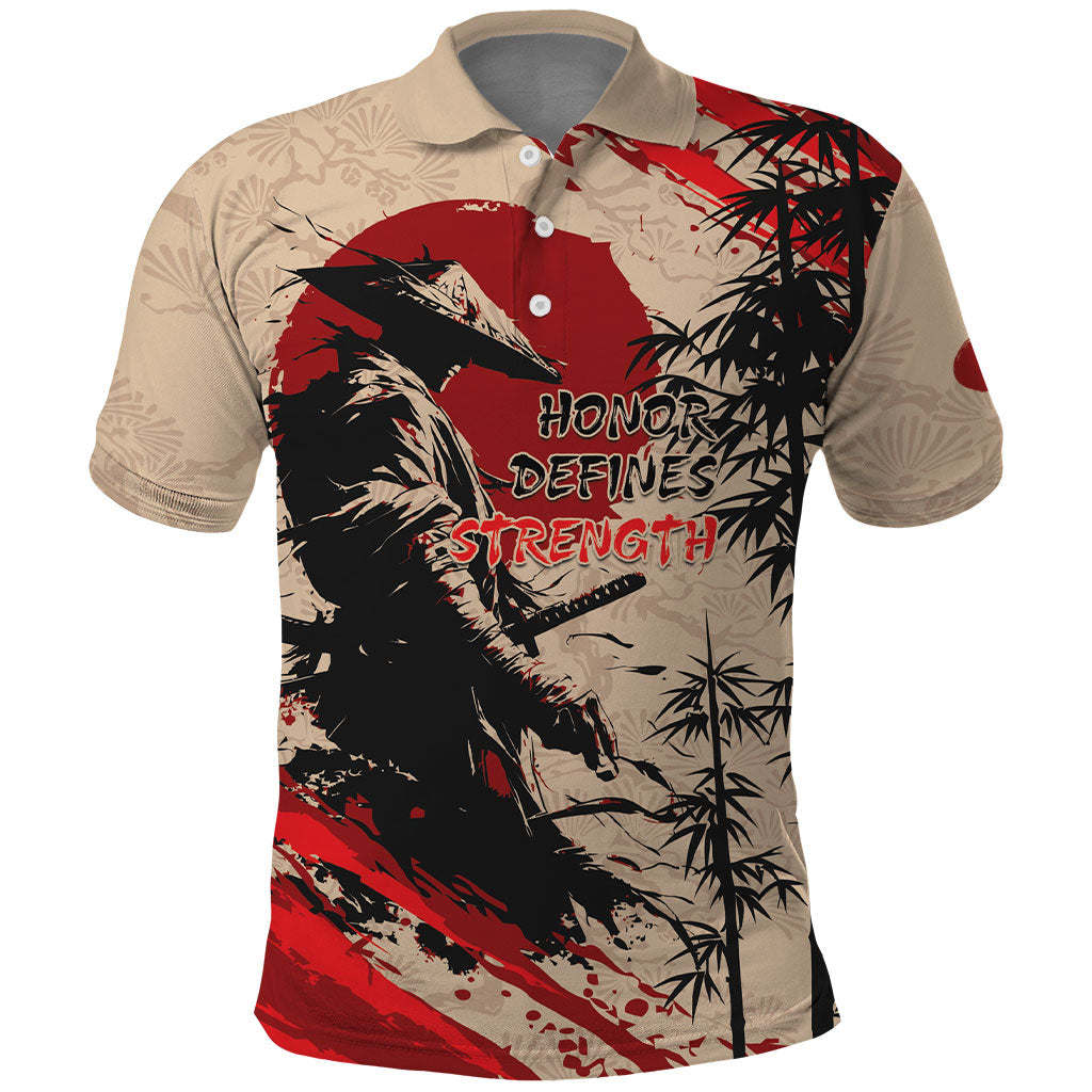 Personalised Japan Samurai Vintage Polo Shirt Honor Defines Strength