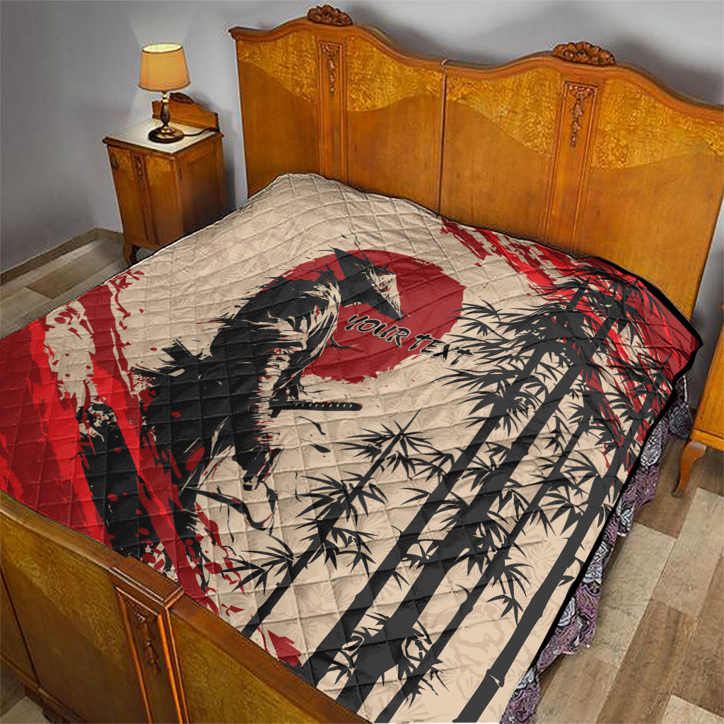 Personalised Japan Samurai Vintage Quilt Honor Defines Strength