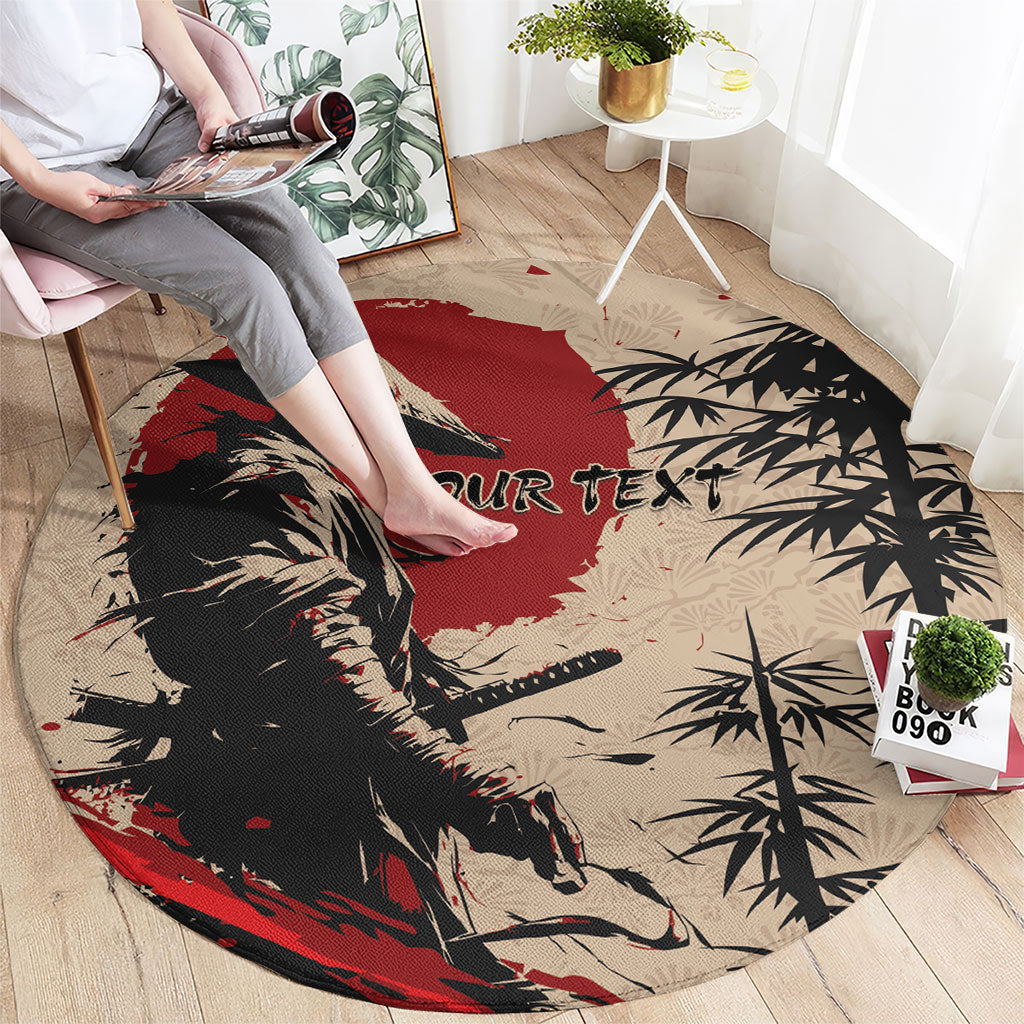 Personalised Japan Samurai Vintage Round Carpet Honor Defines Strength