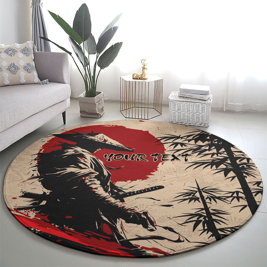 Personalised Japan Samurai Vintage Round Carpet Honor Defines Strength
