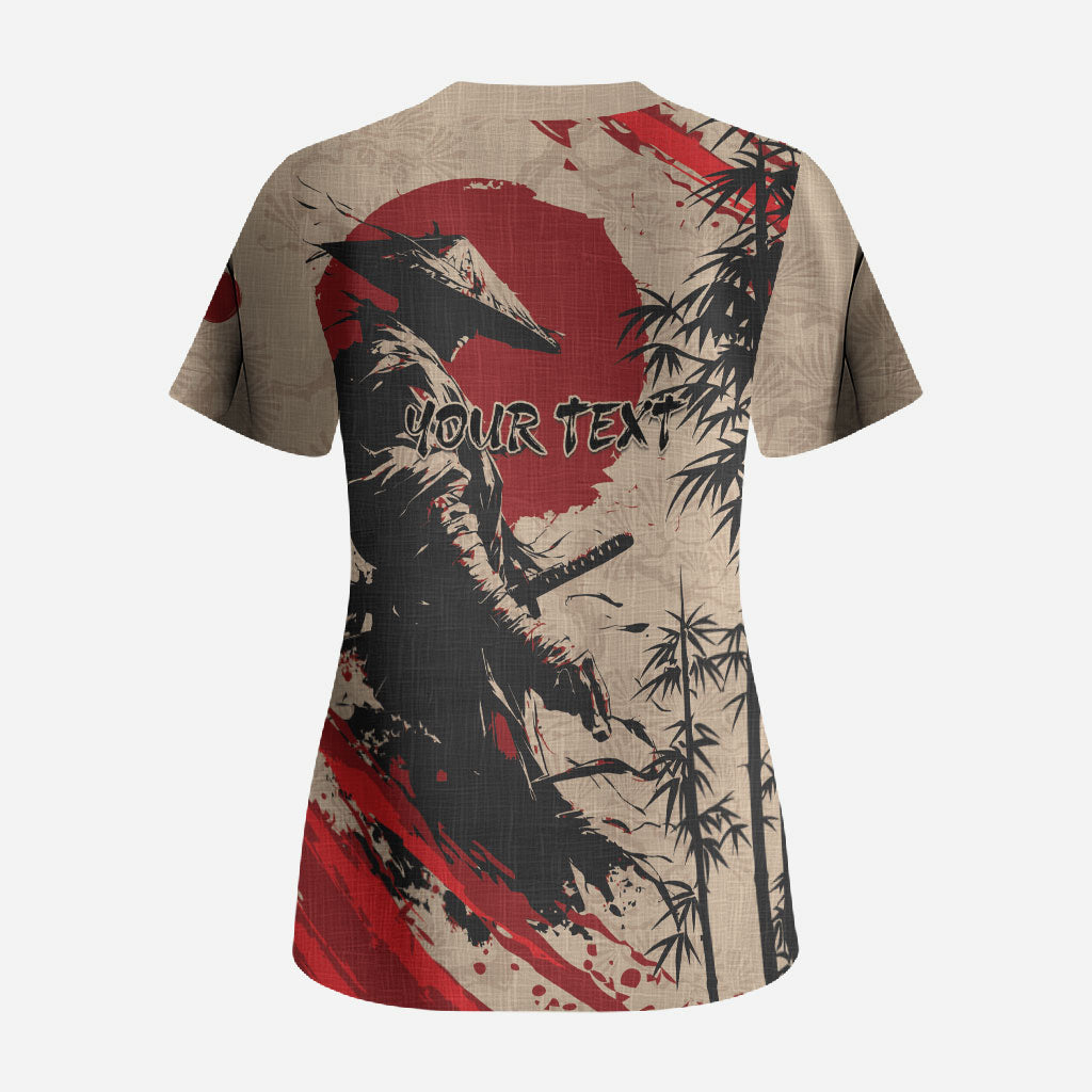 Personalised Japan Samurai Vintage Scrub Top Honor Defines Strength