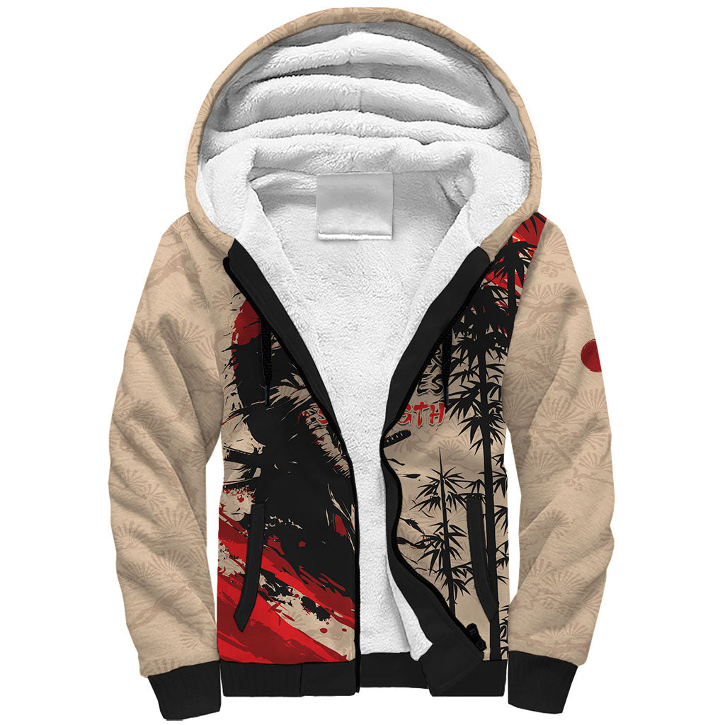 Personalised Japan Samurai Vintage Sherpa Hoodie Honor Defines Strength