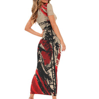 Personalised Japan Samurai Vintage Short Sleeve Bodycon Dress Honor Defines Strength