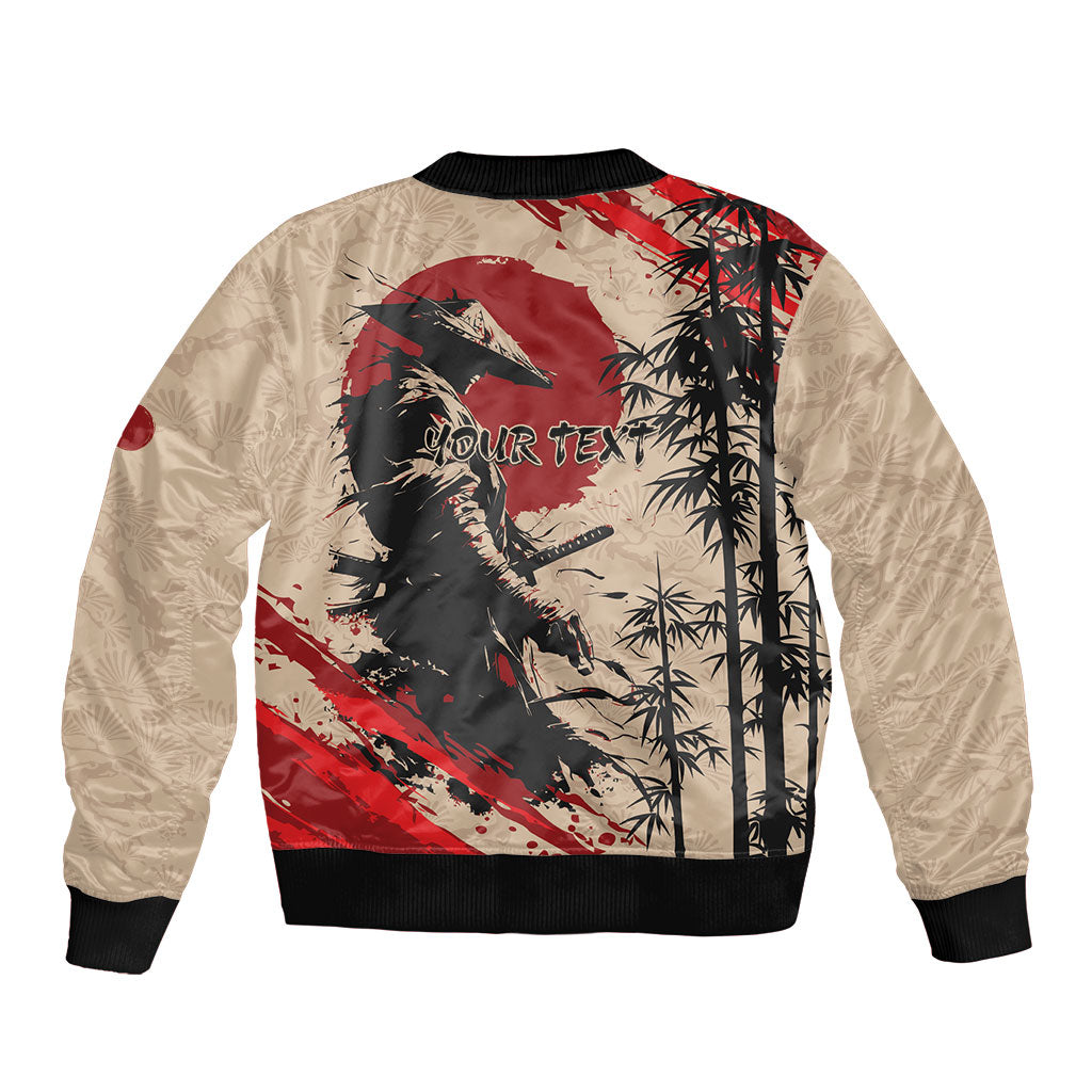 Personalised Japan Samurai Vintage Sleeve Zip Bomber Jacket Honor Defines Strength