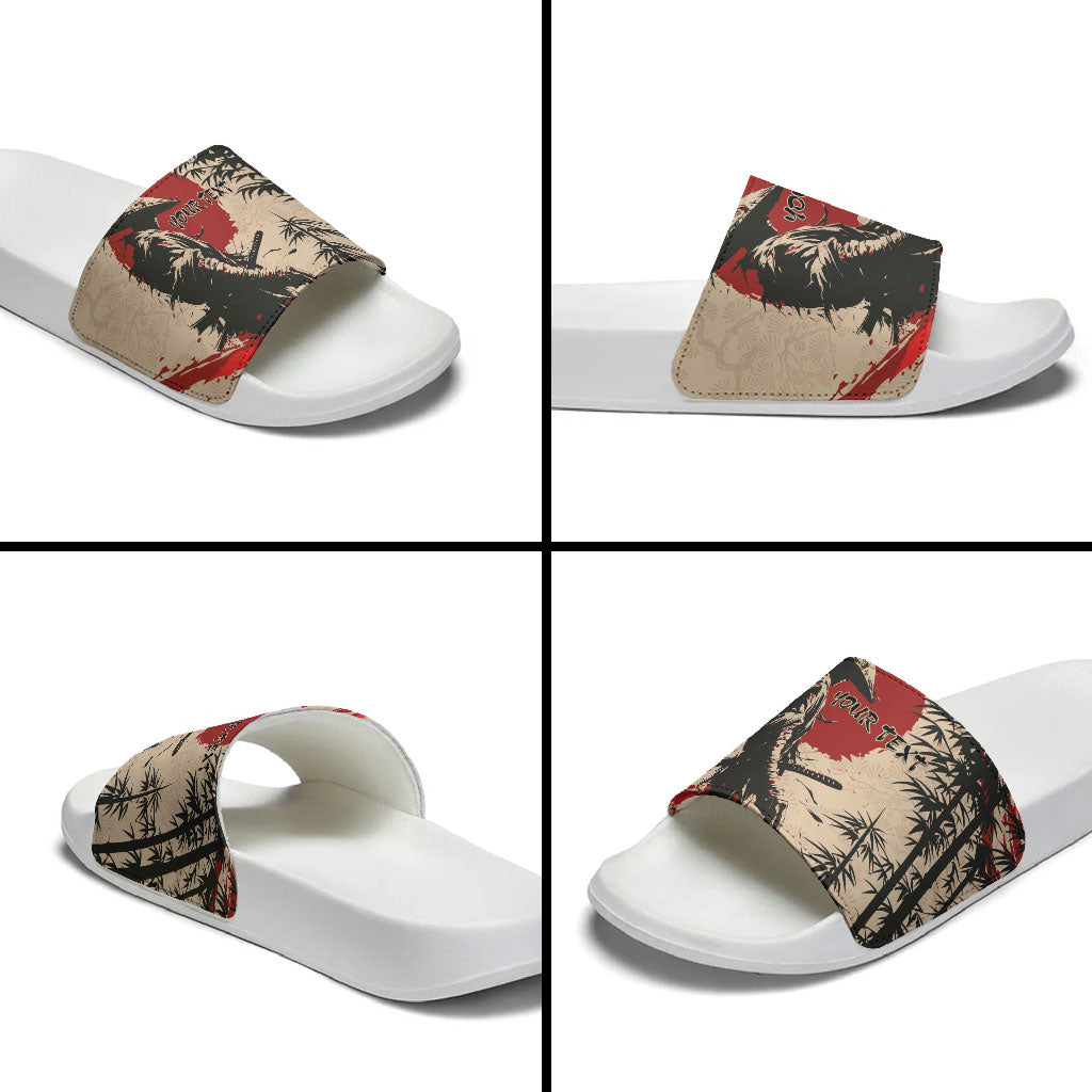 Personalised Japan Samurai Vintage Slide Sandals Honor Defines Strength
