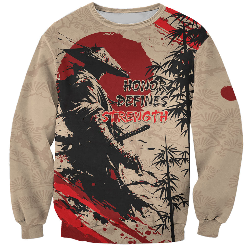 Personalised Japan Samurai Vintage Sweatshirt Honor Defines Strength