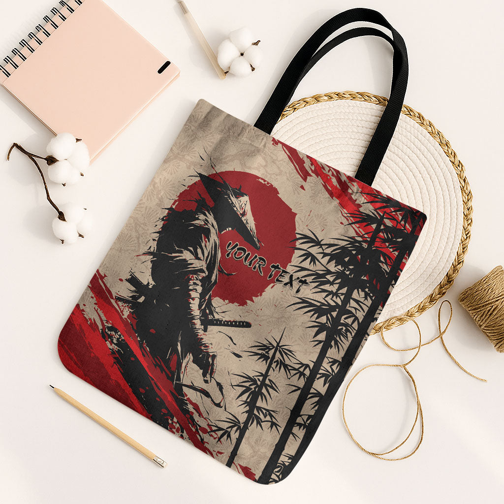 Personalised Japan Samurai Vintage Tote Bag Honor Defines Strength