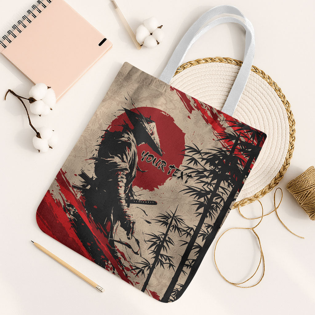 Personalised Japan Samurai Vintage Tote Bag Honor Defines Strength