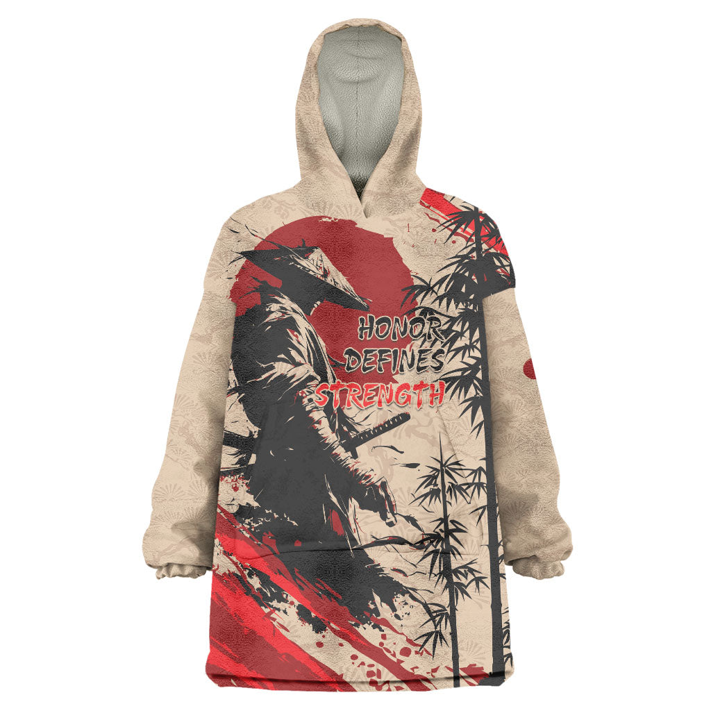 Personalised Japan Samurai Vintage Wearable Blanket Hoodie Honor Defines Strength