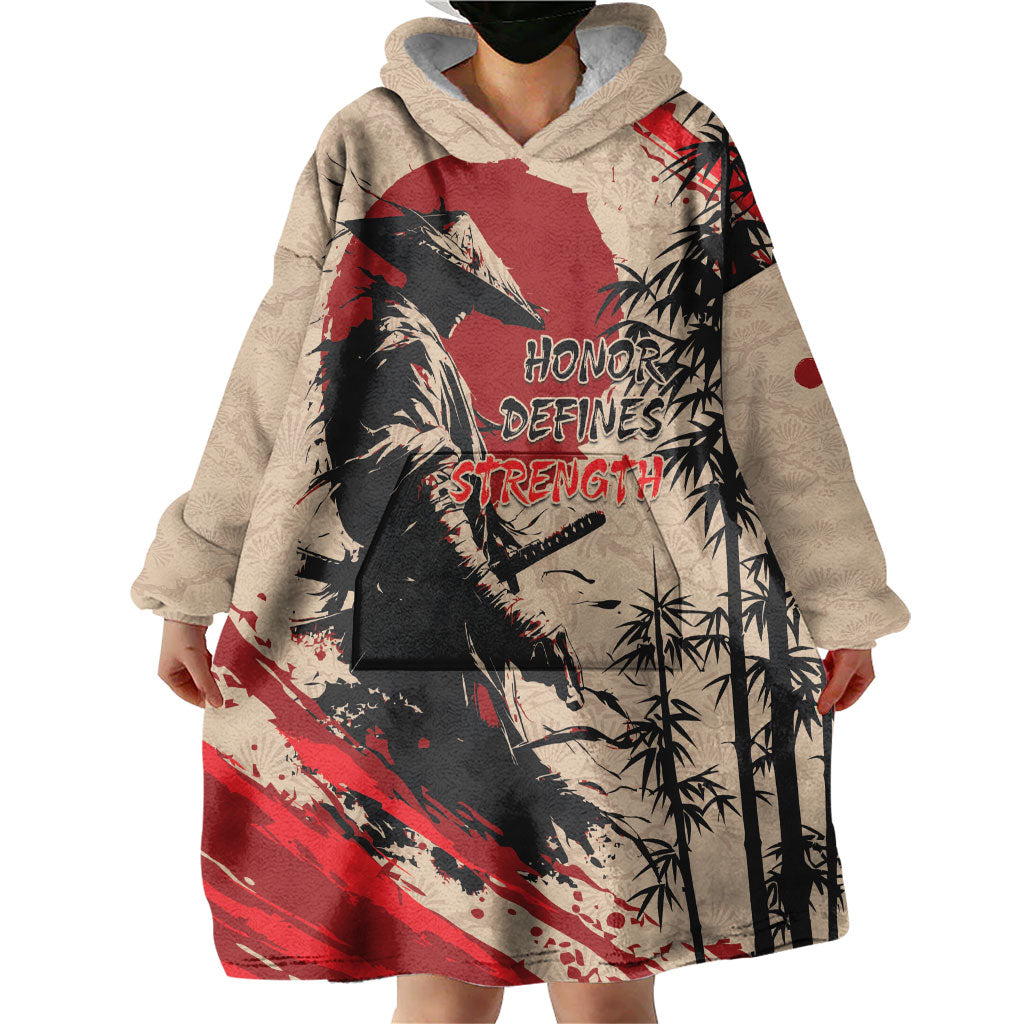 Personalised Japan Samurai Vintage Wearable Blanket Hoodie Honor Defines Strength