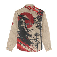 Personalised Japan Samurai Vintage Women Casual Shirt Honor Defines Strength