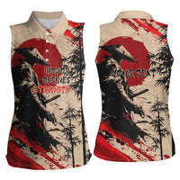 Personalised Japan Samurai Vintage Women Sleeveless Polo Shirt Honor Defines Strength
