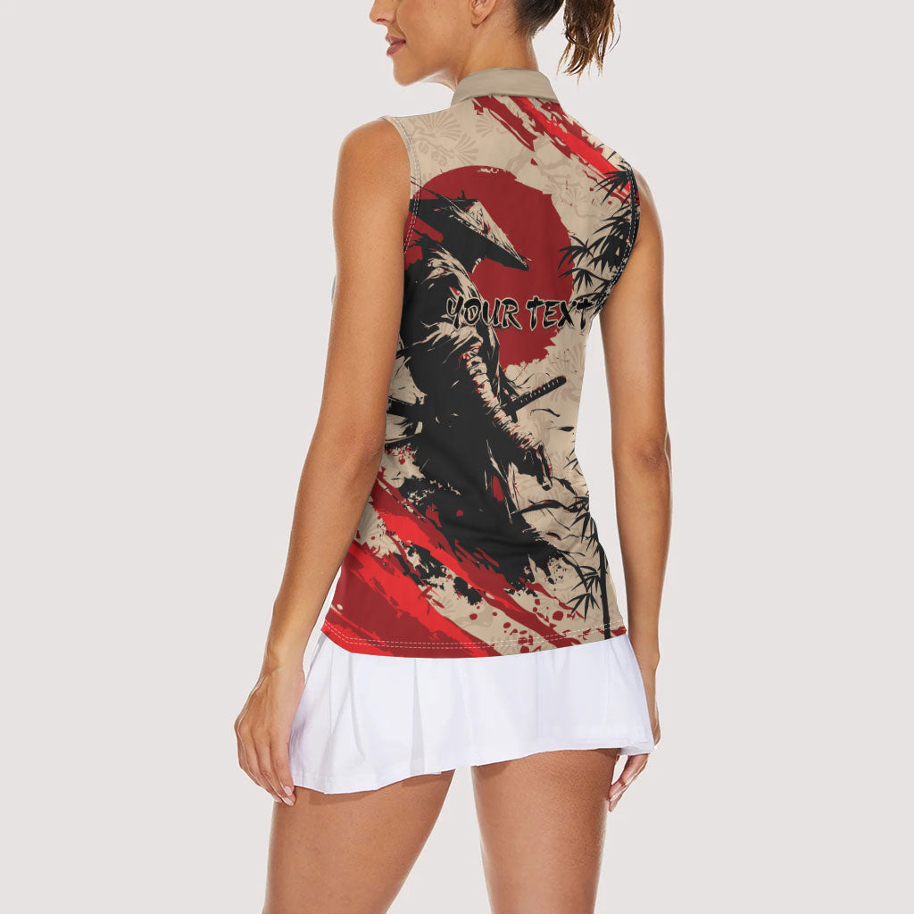 Personalised Japan Samurai Vintage Women Sleeveless Polo Shirt Honor Defines Strength