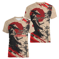Personalised Japan Samurai Vintage Women V-Neck T-Shirt Honor Defines Strength