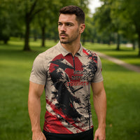 Personalised Japan Samurai Vintage Zipper Polo Shirt Honor Defines Strength